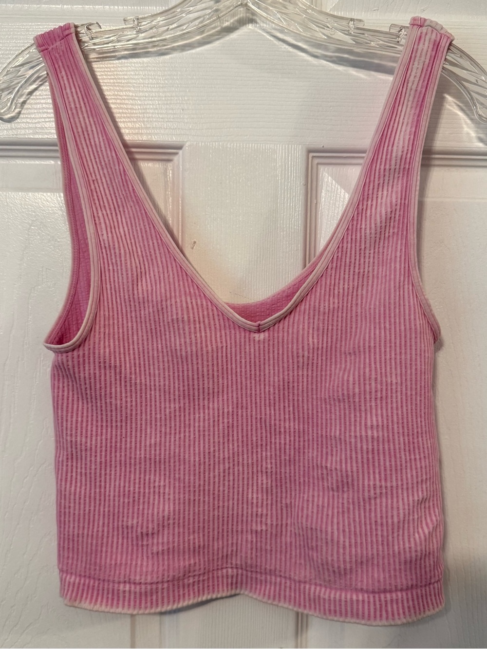 Nikibiki Pink Ribbed V-Neck Crop Tank. One Size